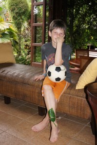 Fletcher and his homemade "bandaid"