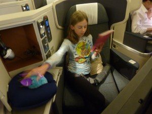 Allie and Furby settling in for the long flight to Hong Kong