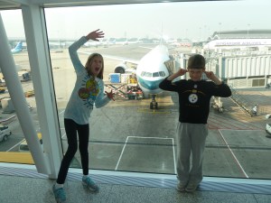 Waiting to get on our flight to Denpasar